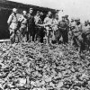 Majdanek, 1944. Szovjet katonák és a cipőhegyek